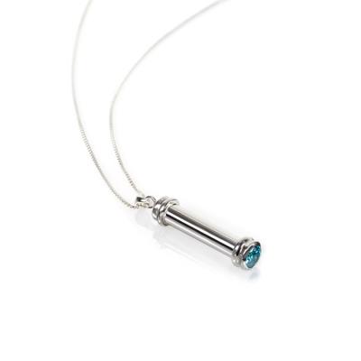 sterling silver cremation pendant necklace with birthstone end cap